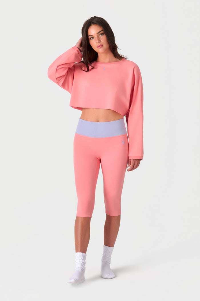 CROPPED LONG SLEEVE TEE SUN DRIED/MONDAY BLUES
