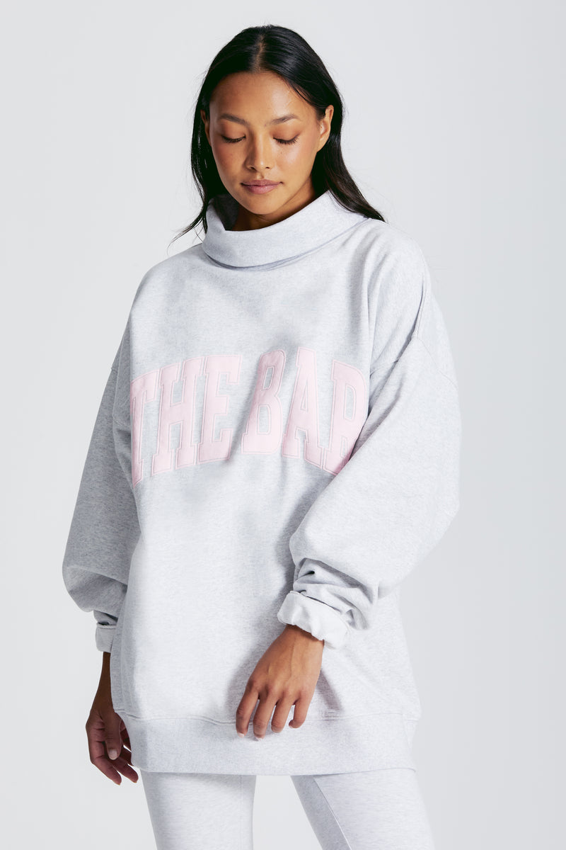 CHARLES HIGHEST NECK SWEATSHIRT LT HEATHER GREY/BLUSH – The Bar
