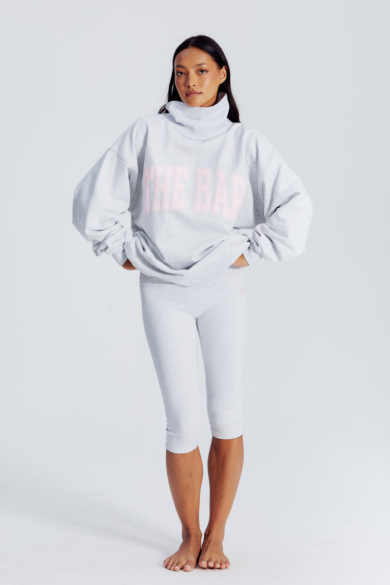 CHARLES HIGHEST NECK SWEATSHIRT LT HEATHER GREY/BLUSH – The Bar