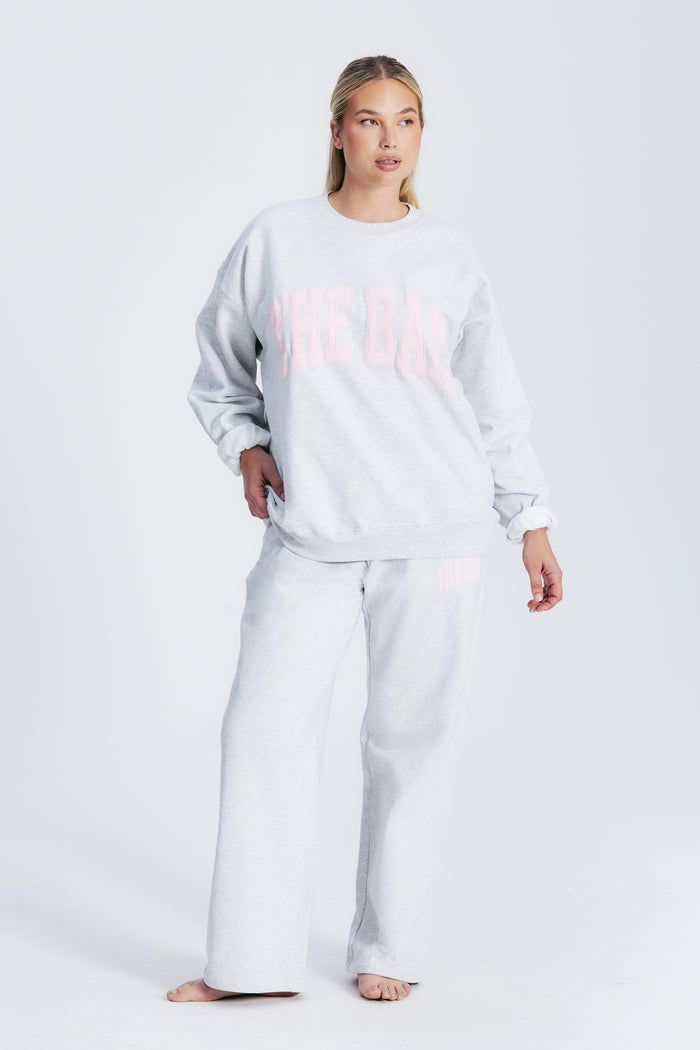 VARSITY SWEATSHIRT LT HEATHER GREY/BLUSH