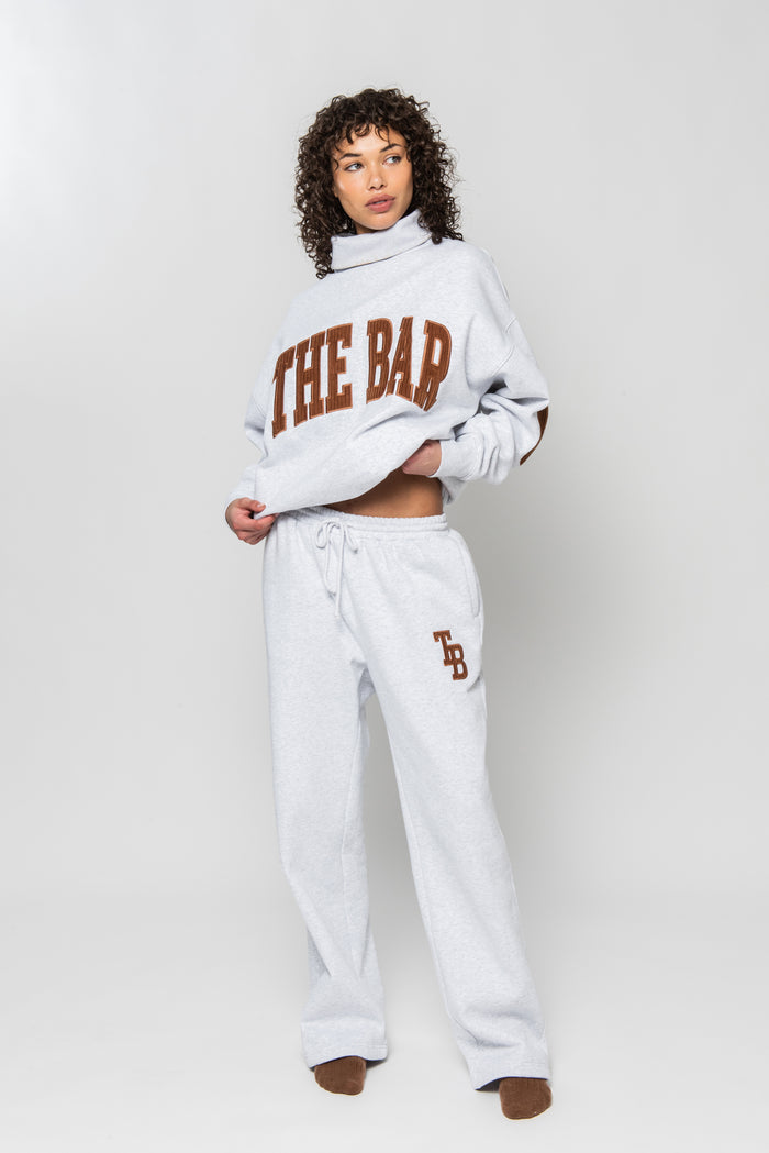 CHARLES HIGHEST NECK CORDUROY SWEATSHIRT LT HEATHER GREY / EMBER