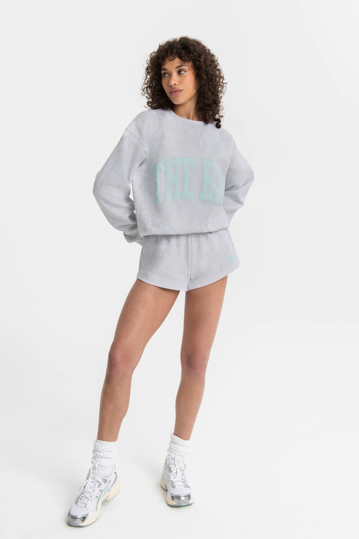 VARSITY TUCKED SWEATSHIRT (CLASSIC LOGO) LT HEATHER GREY/MINT