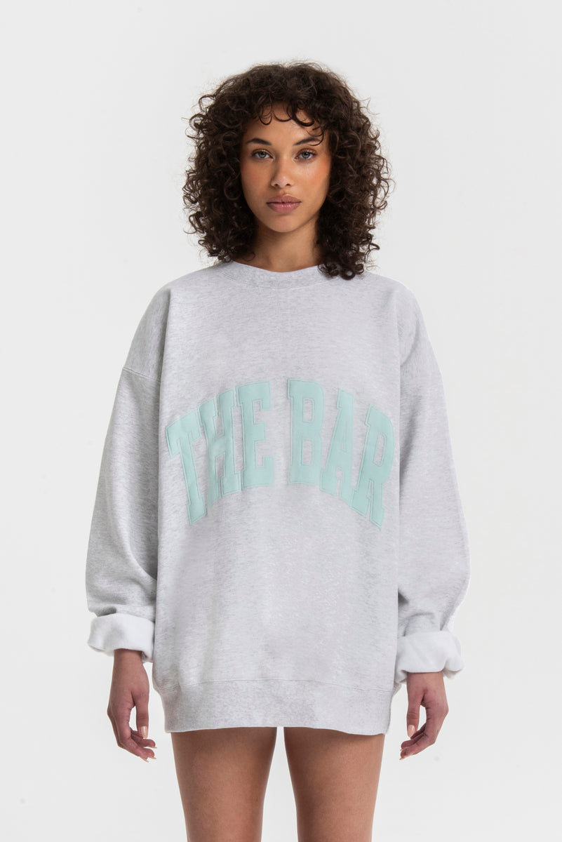 VARSITY SWEATSHIRT LT HEATHER GREY/MINT – The Bar