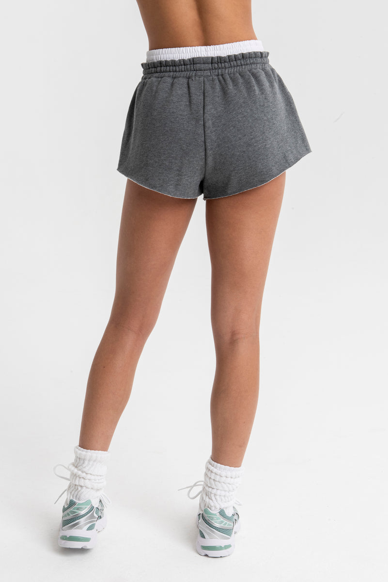 VARSITY SHORTS DARK HEATHER GREY/MINT – The Bar