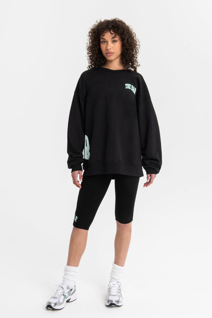 VARSITY WRAPPED SWEATSHIRT BLACK/MINT