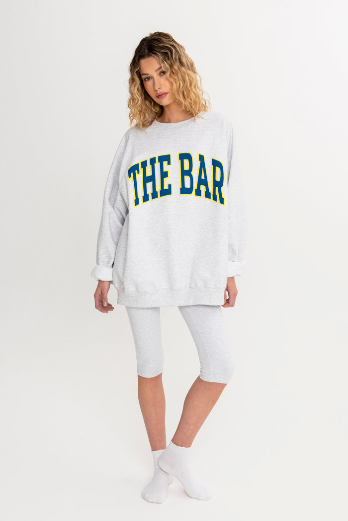 VARSITY OUTLINE SWEATSHIRT LT HEATHER GREY/NAVY/YELLOW