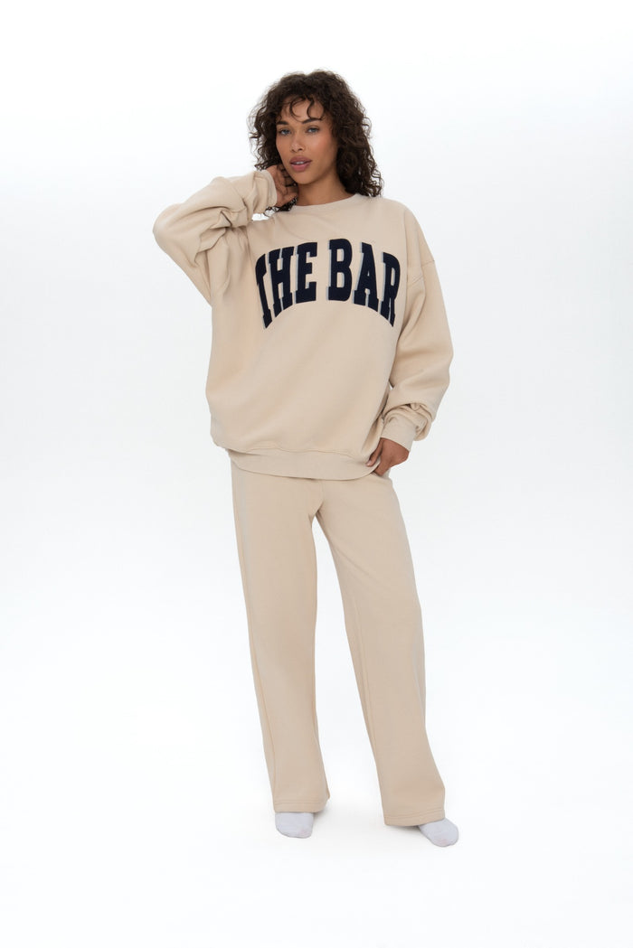 VARSITY TWILL APPLIQUÉ CREWNECK BAGEL