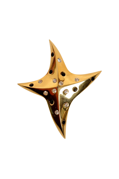 Givenchy 1980's Vintage Star Brooch with Rhinestones and