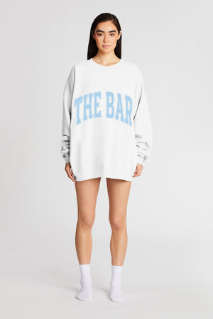 
                  
                    Load image into Gallery viewer, VARSITY SWEATSHIRT WHITE/BABY BLUE
                  
                