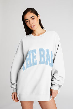 
                  
                    Load image into Gallery viewer, VARSITY SWEATSHIRT WHITE/BABY BLUE
                  
                