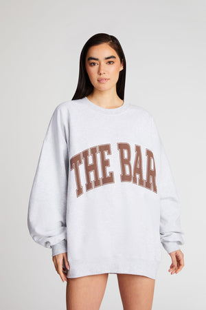 
                  
                    Load image into Gallery viewer, VARSITY SWEATSHIRT LT HEATHER GREY/CHOCOLATE
                  
                