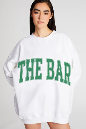 
                  
                    Load image into Gallery viewer, VARSITY SWEATSHIRT WHITE/GREEN
                  
                