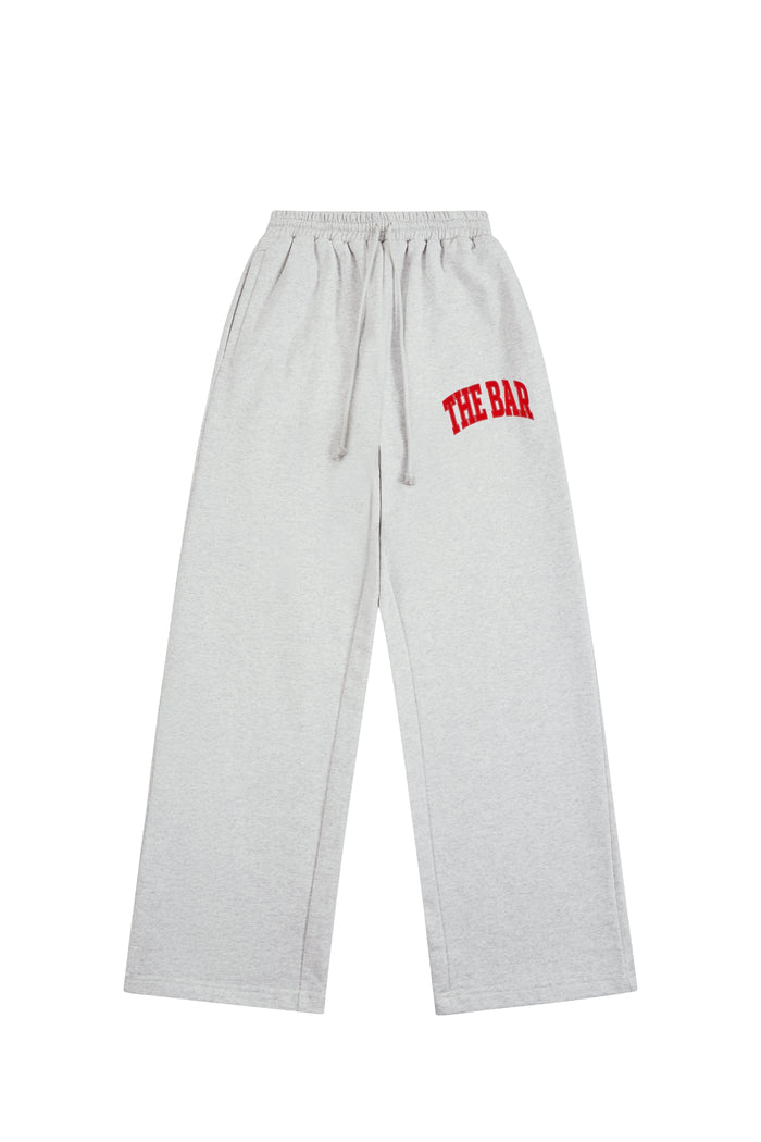 VARSITY WIDE LEG SWEATPANTS LT HEATHER GREY/BIG APPLE RED