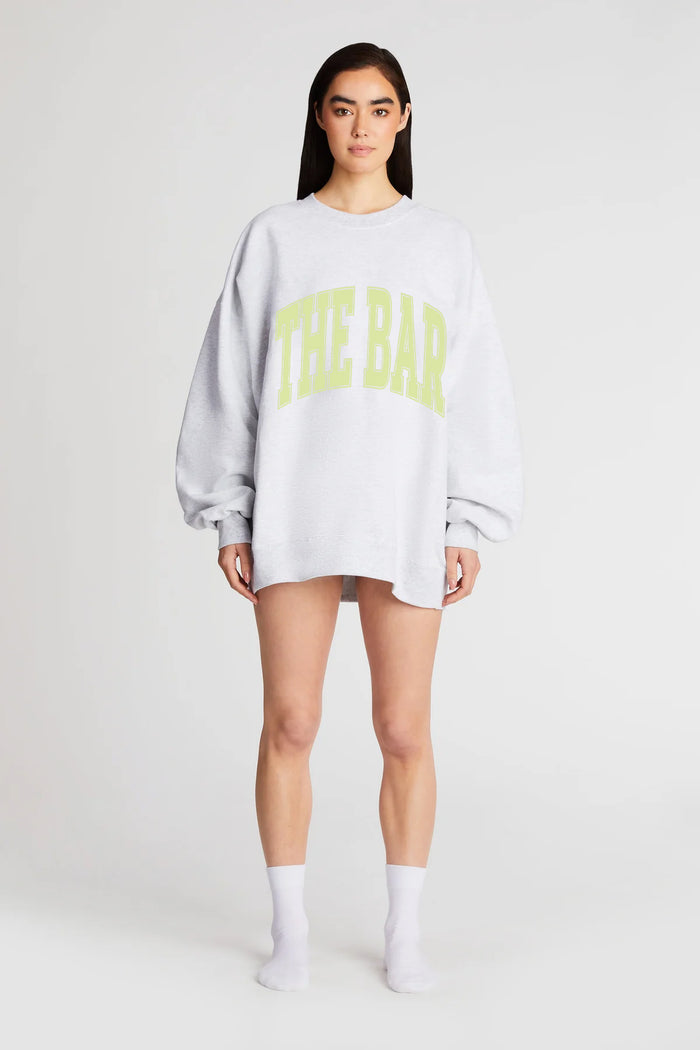 VARSITY SWEATSHIRT LT HEATHER GREY / LIME