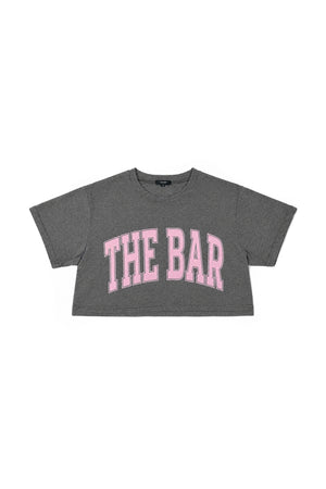 CROPPED TEE DARK HEATHER GREY / PEONY – The Bar
