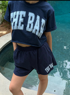 
                  
                    Load image into Gallery viewer, VARSITY COTTON SHORT NAVY/BABY BLUE
                  
                
