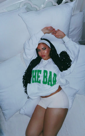 
                  
                    Load image into Gallery viewer, VARSITY SWEATSHIRT WHITE/GREEN
                  
                