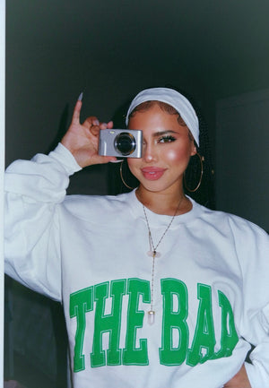 
                  
                    Load image into Gallery viewer, VARSITY SWEATSHIRT WHITE/GREEN
                  
                