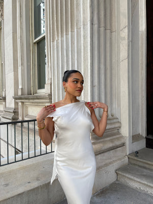 the bar silk dress The Bar Women's Riley Silk Charmeuse Bridal Dress - Blanc