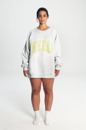 
                  
                    Load image into Gallery viewer, VARSITY SWEATSHIRT LT HEATHER GREY/LEMON
                  
                