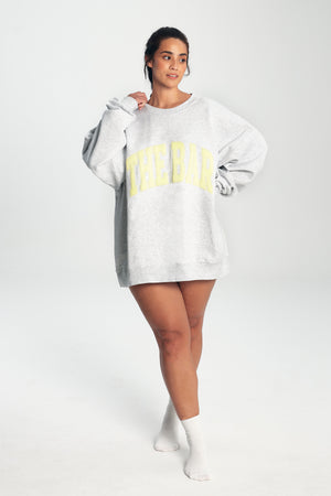 
                  
                    Load image into Gallery viewer, VARSITY SWEATSHIRT LT HEATHER GREY/LEMON
                  
                