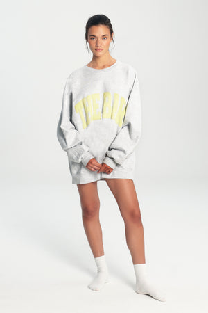 
                  
                    Load image into Gallery viewer, VARSITY SWEATSHIRT LT HEATHER GREY/LEMON
                  
                