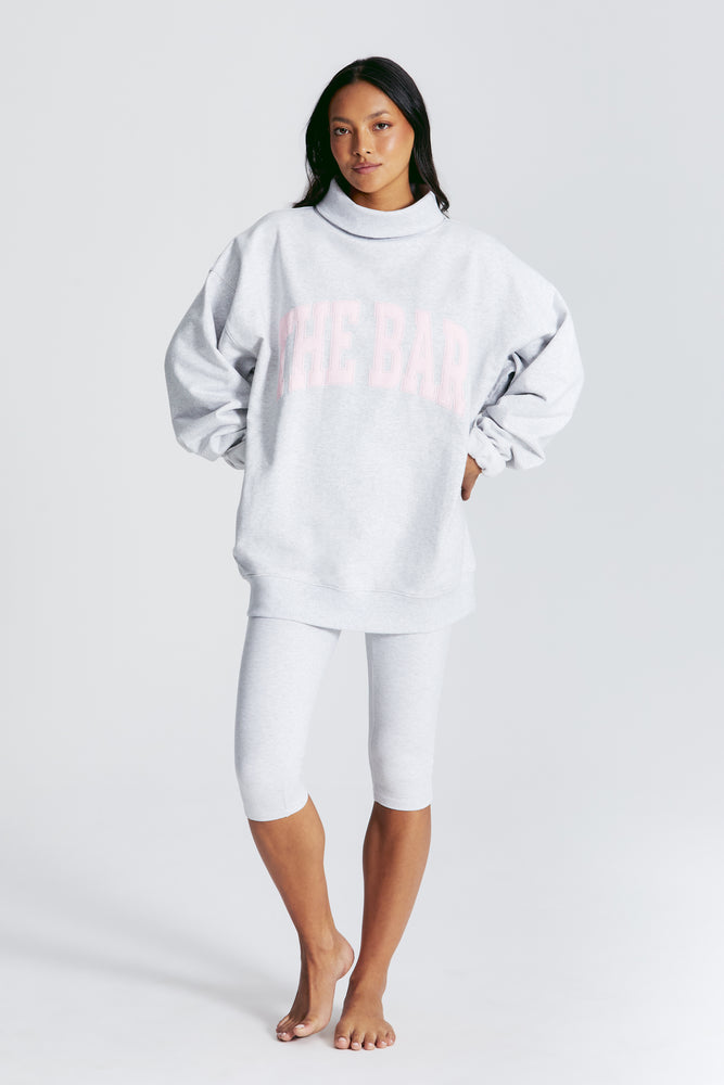 
                  
                    Load image into Gallery viewer, CHARLES HIGHEST NECK SWEATSHIRT LT HEATHER GREY/BLUSH
                  
                