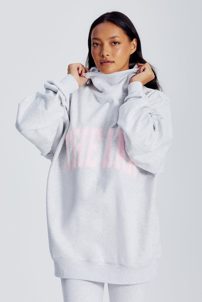 
                  
                    Load image into Gallery viewer, CHARLES HIGHEST NECK SWEATSHIRT LT HEATHER GREY/BLUSH
                  
                