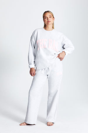 
                  
                    Load image into Gallery viewer, STEPHANIE WIDE LEG SWEATPANTS LT HEATHER GREY/BLUSH
                  
                