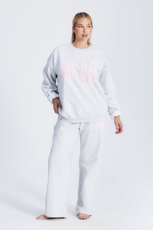 
                  
                    Load image into Gallery viewer, VARSITY SWEATSHIRT LT HEATHER GREY / BLUSH
                  
                