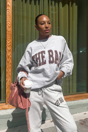 
                  
                    Load image into Gallery viewer, VARSITY SWEATPANTS LT HEATHER GREY/CHOCOLATE
                  
                