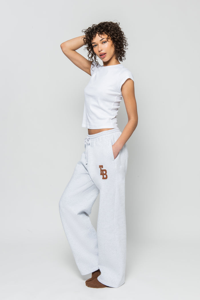WIDE LEG SWEATPANTS LT HEATHER GREY / EMBER