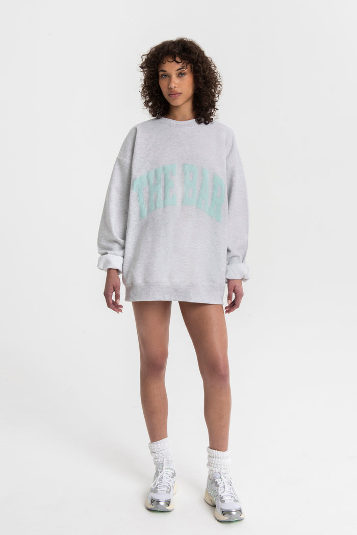 VARSITY SWEATSHIRT LT HEATHER GREY/MINT
