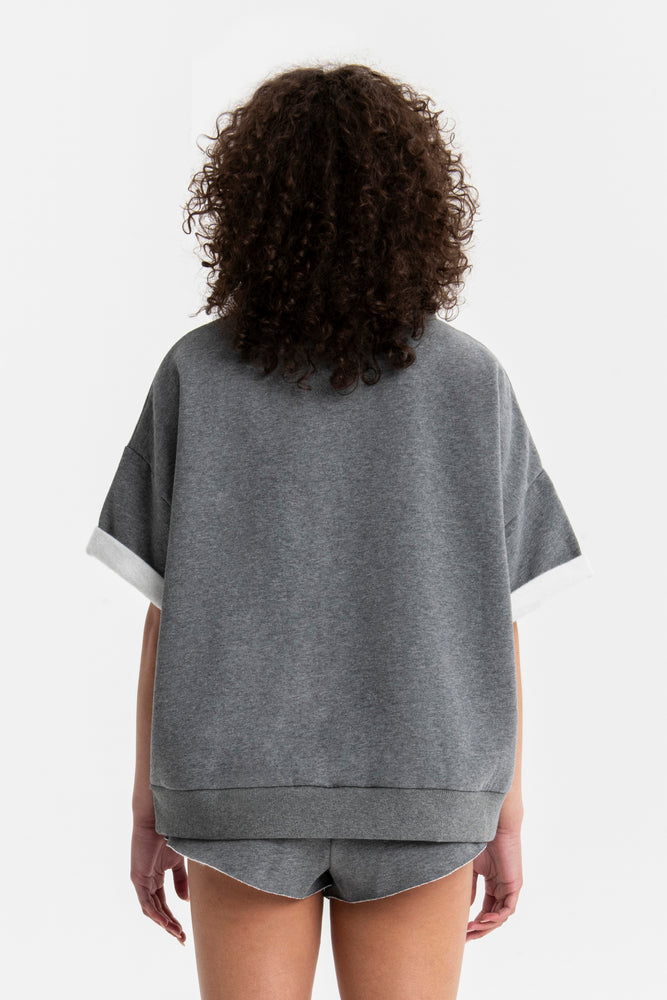 HIGHNECK SHORT SLEEVE DARK HEATHER GREY/MINT – The Bar