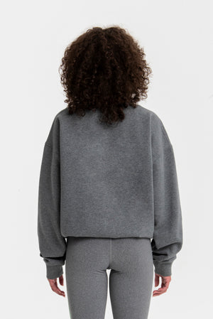 VARSITY TUCKED SWEATSHIRT (MINI LOGO) DARK HEATHER GREY/MINT – The Bar