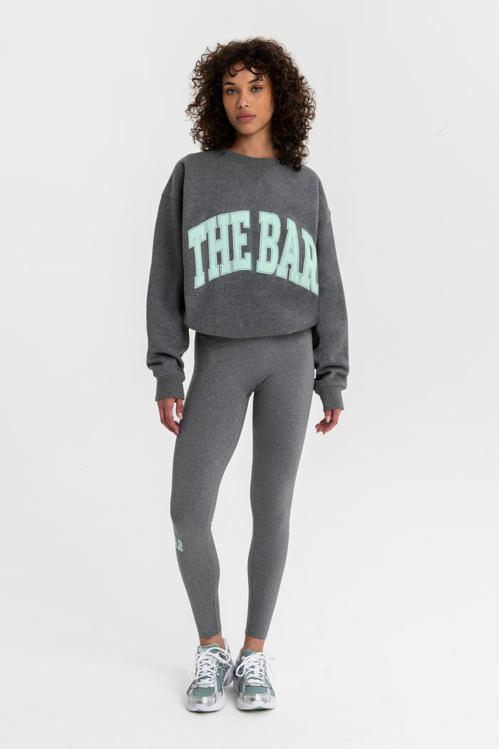 VARSITY TUCKED SWEATSHIRT (CLASSIC LOGO) DARK HEATHER GREY/MINT