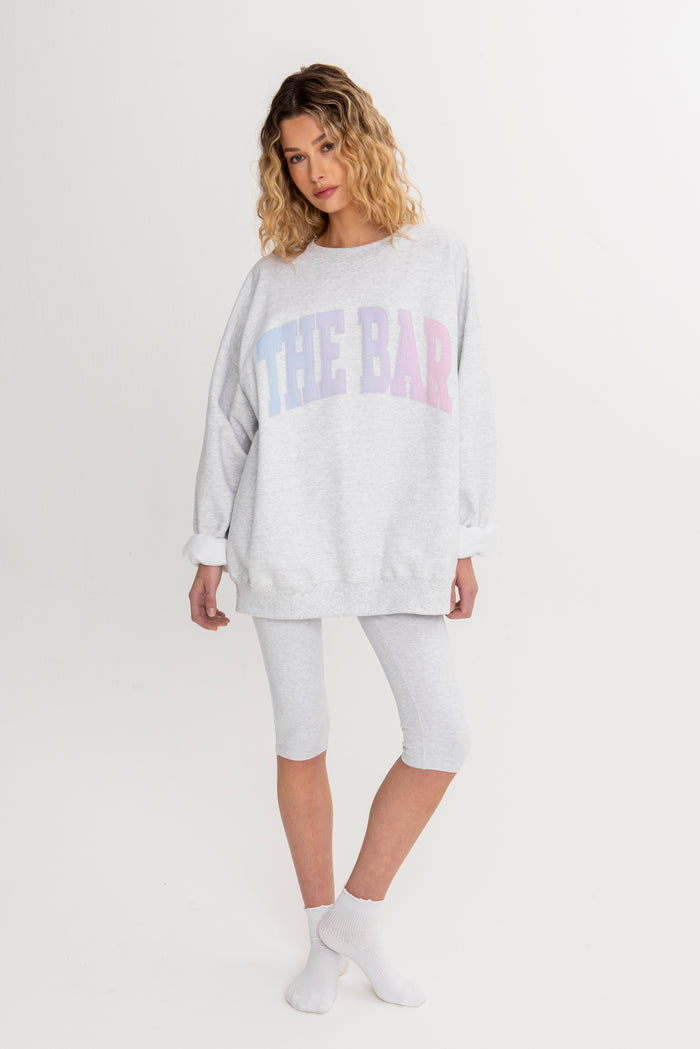 VARSITY SWEATSHIRT LT HEATHER GREY / LAVENDER GRAZE