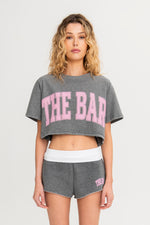 CROPPED TEE DARK HEATHER GREY / PEONY – The Bar