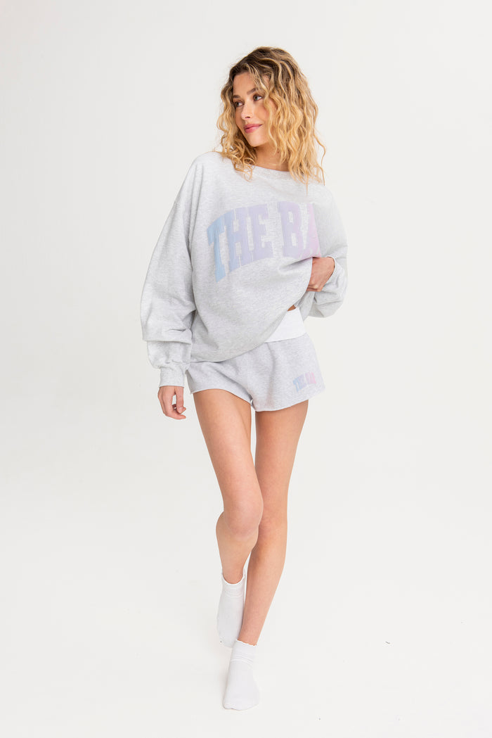 FOLD OVER SHORT - LT HEATHER GREY / LAVENDER GRAZE