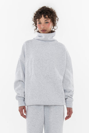 CHARLES HIGHEST NECK HERITAGE SWEATSHIRT LT HEATHER GREY – The Bar