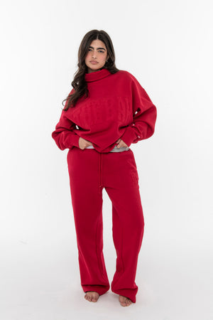 HERITAGE WIDE LEG SWEATPANT RUBY – The Bar