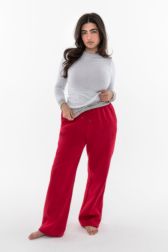 HERITAGE WIDE LEG SWEATPANT RUBY