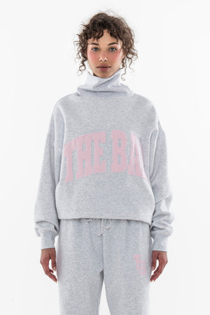 CHARLES HIGHEST NECK HERITAGE SWEATSHIRT LT HEATHER GREY/BLUSH