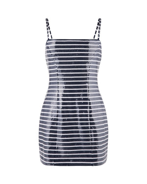 sequin stripe dress Black/Multi Stripe Sequin Midi Dress | WHISTLES