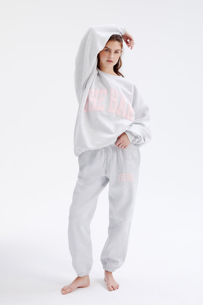 VARSITY SWEATPANTS LT HEATHER GREY/BLUSH