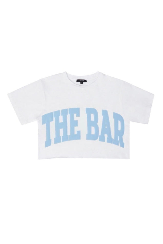 
                  
                    Load image into Gallery viewer, VARSITY COTTON TEE WHITE/BABY BLUE
                  
                