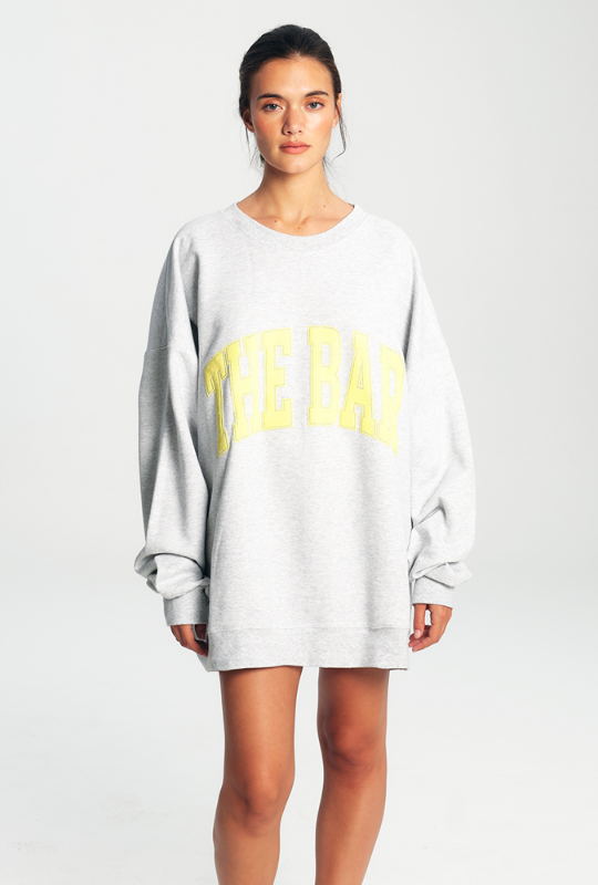 
                  
                    Load image into Gallery viewer, VARSITY SWEATSHIRT LT HEATHER GREY/LEMON
                  
                