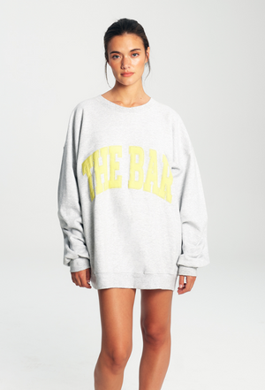 
                  
                    Load image into Gallery viewer, VARSITY SWEATSHIRT LT HEATHER GREY/LEMON
                  
                