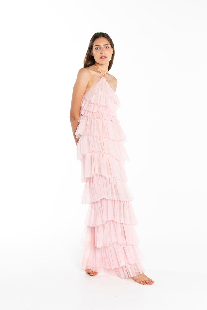 the bar pink dress Contrast Trim Cut Out Crepe Scoop Neck, Set The Bar Mini Dress in Light Pink, Size L,